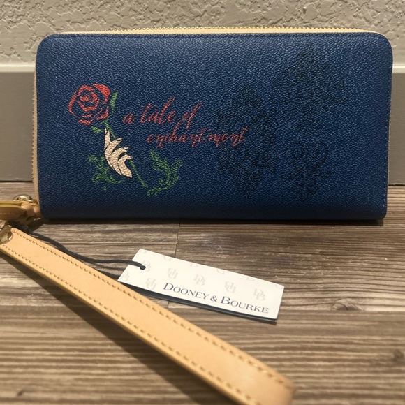 Rare Disney Parks Dooney & Bourke Beauty & The Beast Belle Wristlet Wallet Large - Picture 4 of 13